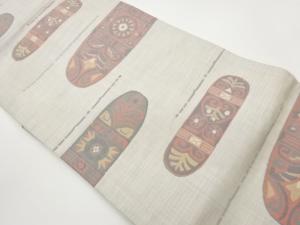 変わり横段に幾何学模様織出し名古屋帯